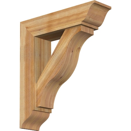 Ekena Millwork Funston Traditional Rough Sawn Bracket w/ Offset Brace, Western Red Cedar, 8"W x 30"D x 34"H BKT0806X30X34FST01RWR